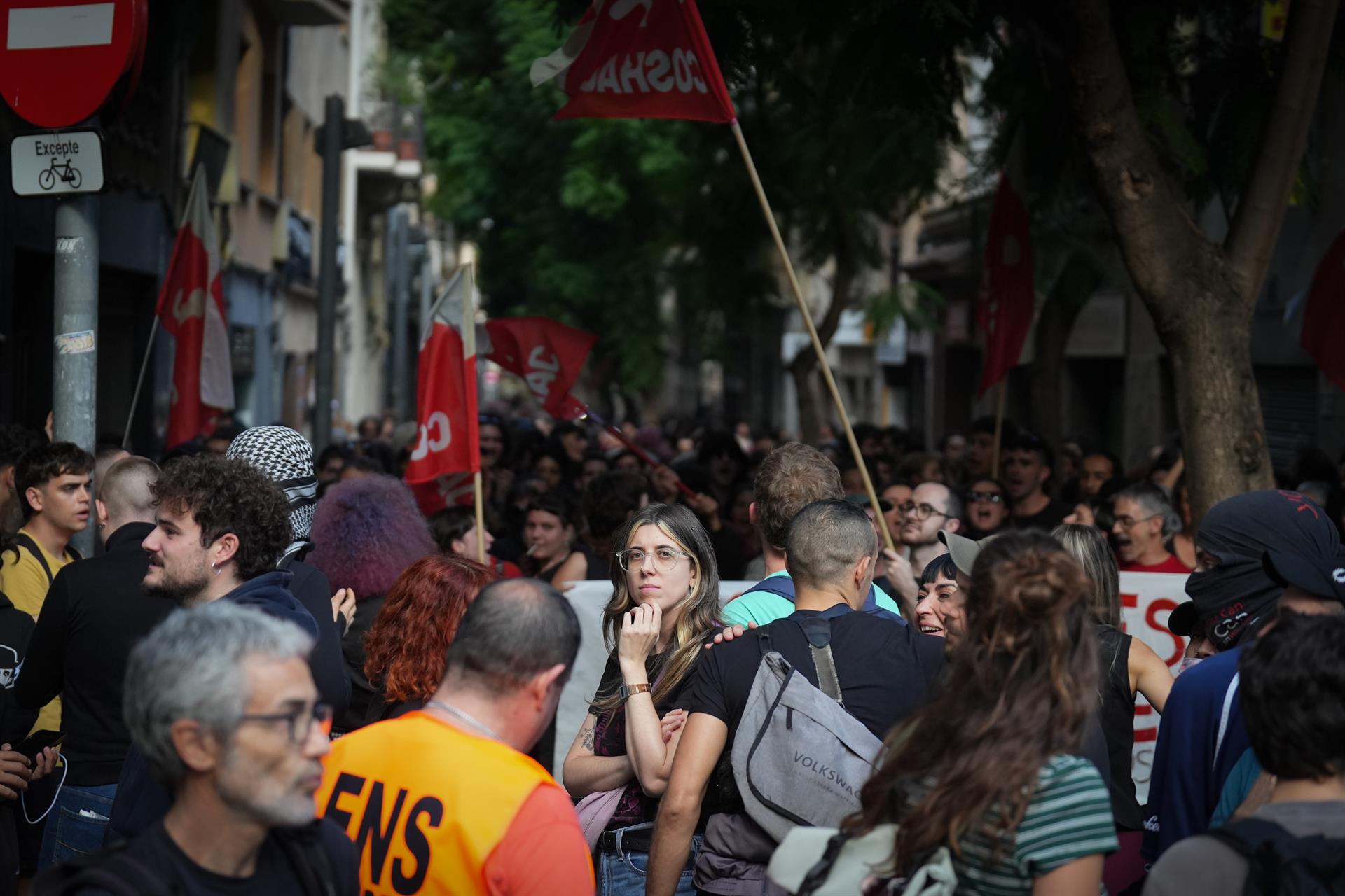 Movilizaciones en el distrito barcelonés de Sant Andreu contra un deshaucio programado para este miércoles.