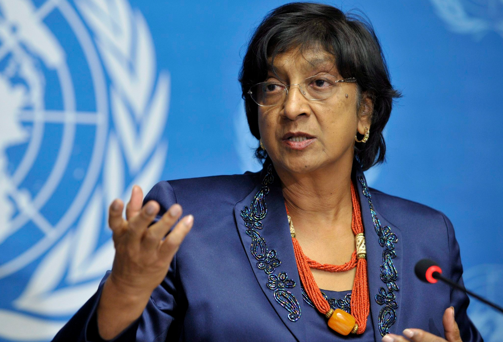 Navy Pillay en una imagen de archivo del 4 de febrero de 2011 en la sede de Naciones Unidas en Ginebra (Suiza) cuando era Alta Comisionada de los Derechos Humanos de la ONU mediando en el conflicto de aquellos días entre Túnez y Egipto.