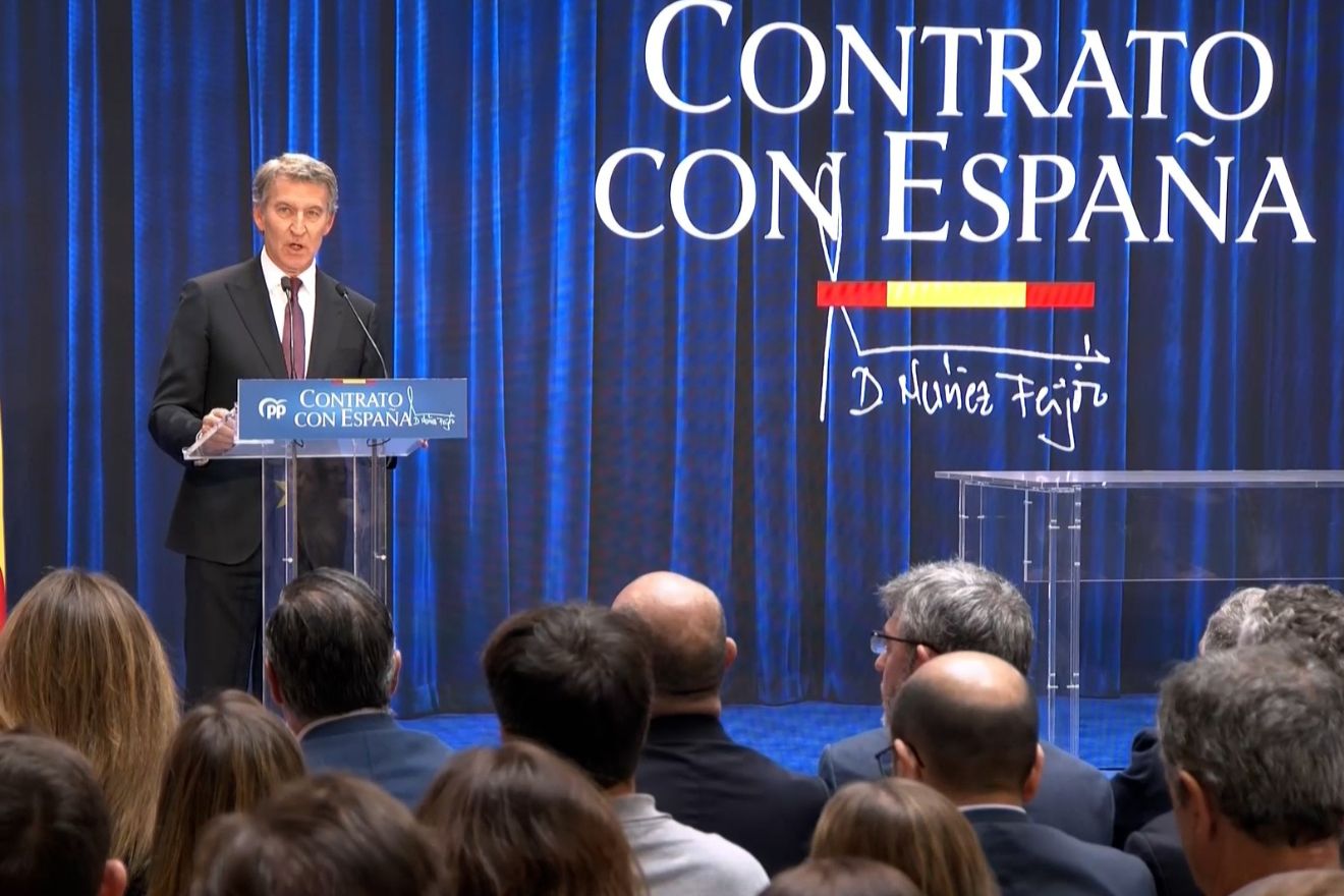 Alberto Núñez Feijóo, líder del Partido Popular, durante un momento del evento "Contrato con España".